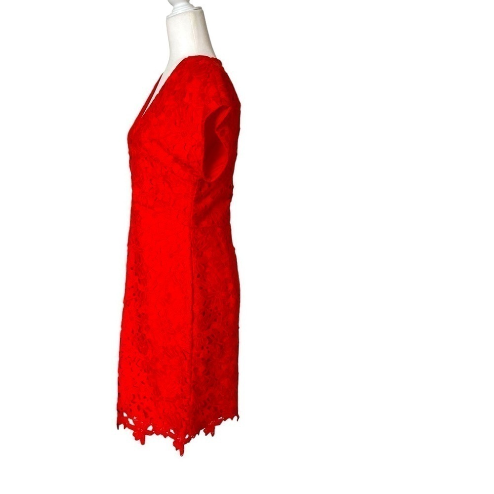 Banana Republic Embroidered V-Neck Dress in Reddish Orange Color in Size 6 - Picture 4 of 13
